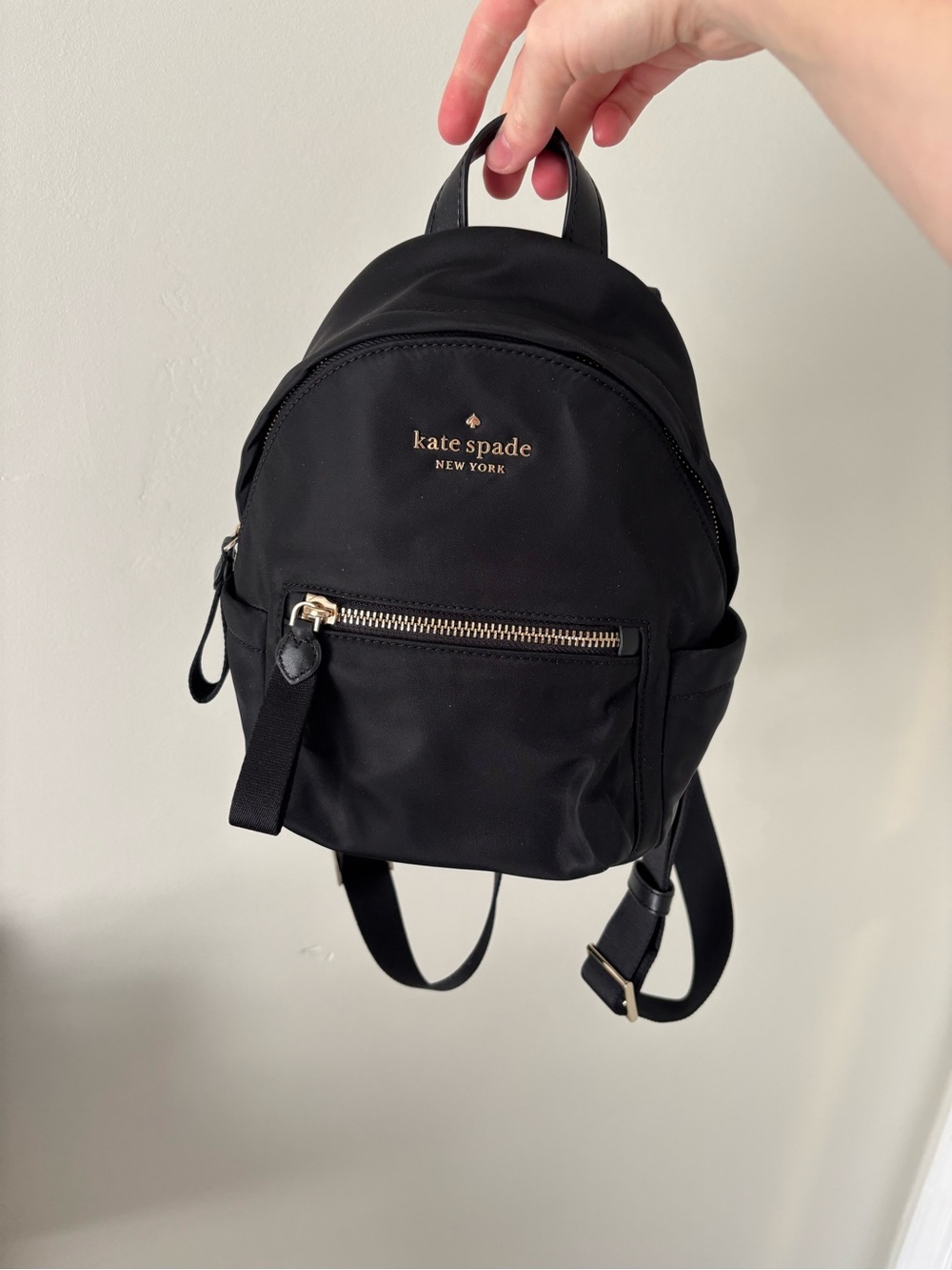 kate spade Black Nylon Mini Backpack with Gold Hardware